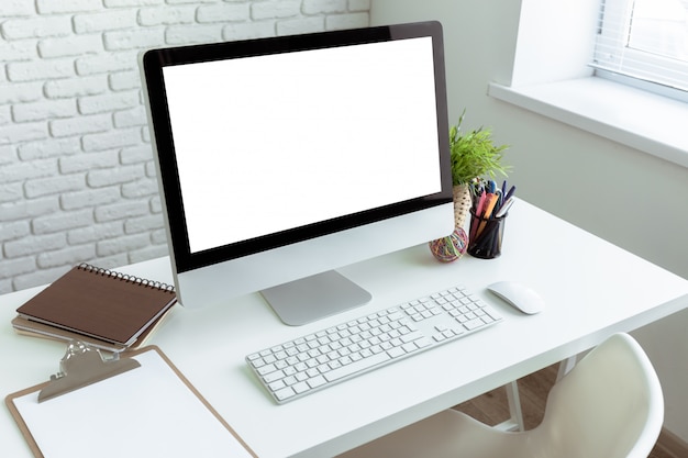 White office desk table