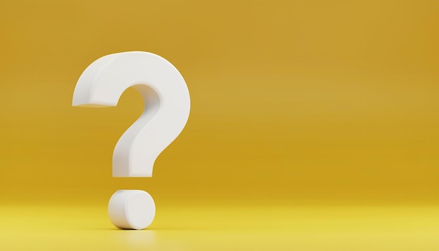 White question sign on yellow background with copy space