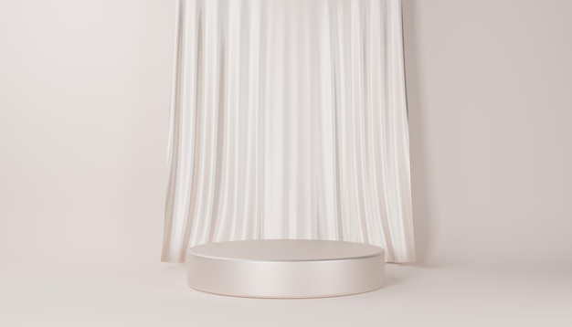 white satin curtain with stage background 3d illustration wallpaper