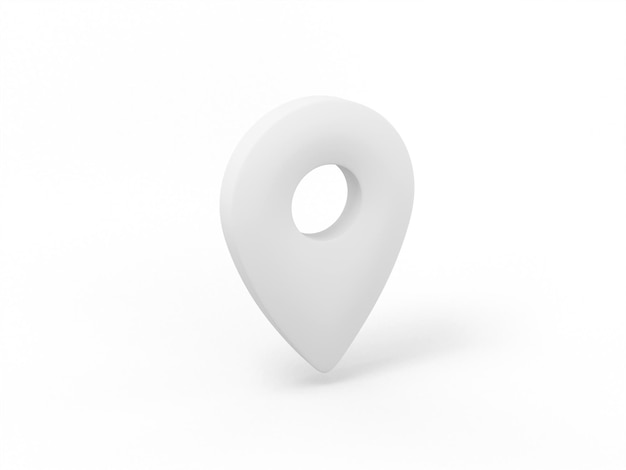 White single color pin on white monochrome background Minimalistic design object 3d rendering icon ui ux interface element