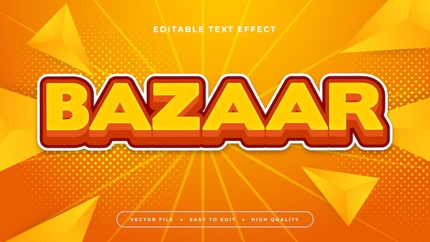white yellow and orange bazaar 3d editable text effect font style