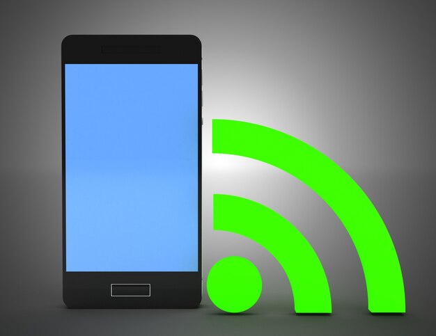 Wifi network smartphone . 3d illustration