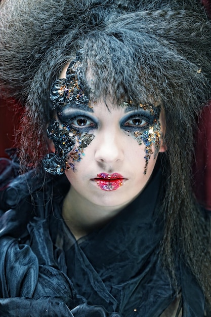 woman with creative make up halloween theme