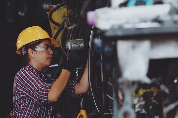 Woman working at industry