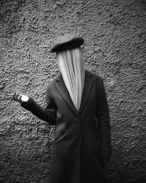 women standing against wall
