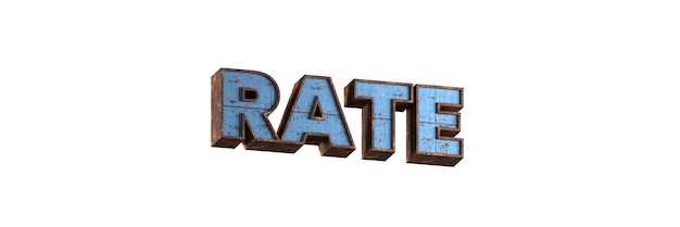 word 3d rendered rusted metal textured letters