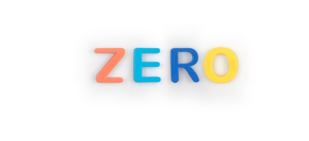 Word zero  made of  letters isolated on background