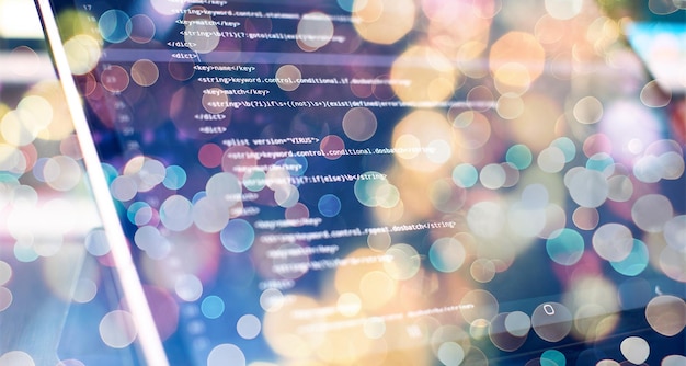 Writing programming functions on laptop Big data and Internet of things trend Software development Internet security hacker
