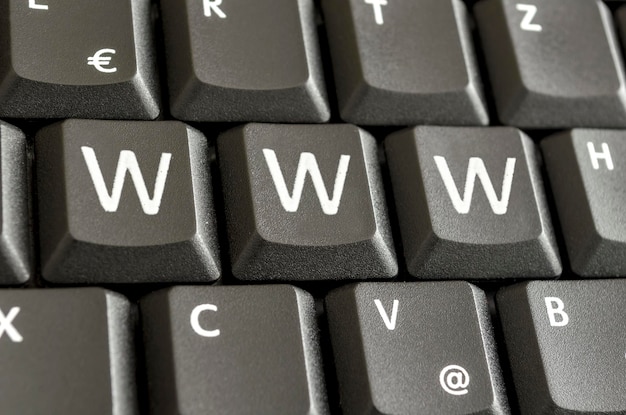 Www spelled on computer keyboard.