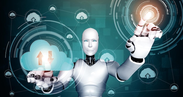 XAI AI robot using cloud computing technology to store data on online server