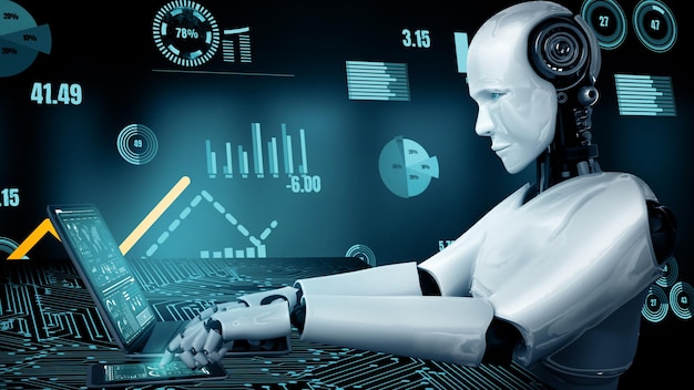 XAI Future financial technology controll by AI robot huminoid uses machine learning