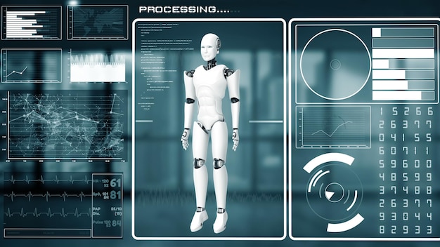 Xai futuristic robot artificial intelligence cgi big data analytics and programming
