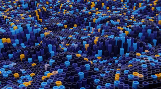 yellow and blue satisfying minimal pattern 3d render abstract geometric background colorful constructorisometric wallpapermodern trendy style dynamic design element in motion