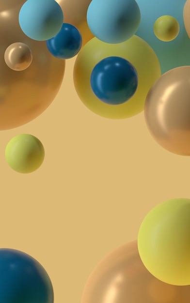 Yellow blue and orange balls Abstract background 3d render illustration 3D Illustration