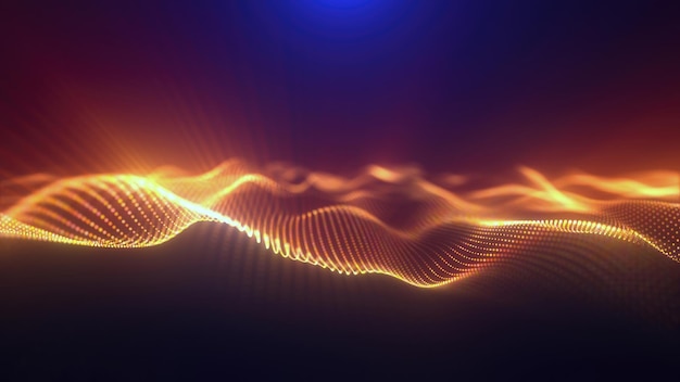 Yellow energy magic waves high tech digital iridescent morphing with light rays lines