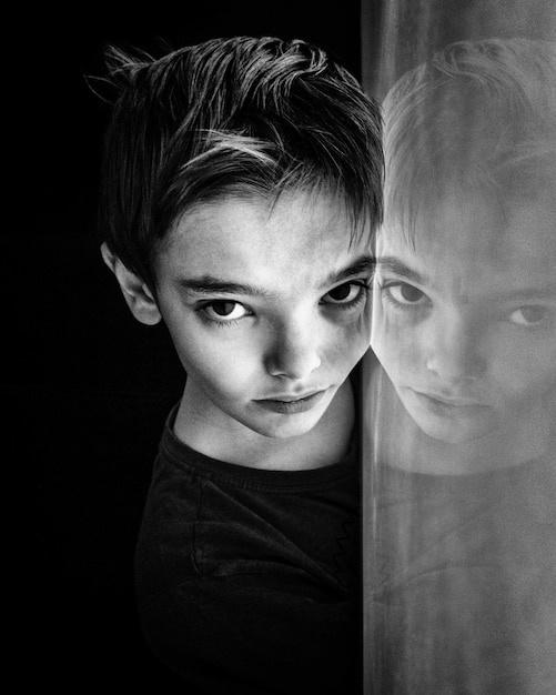 young boy looking at camera