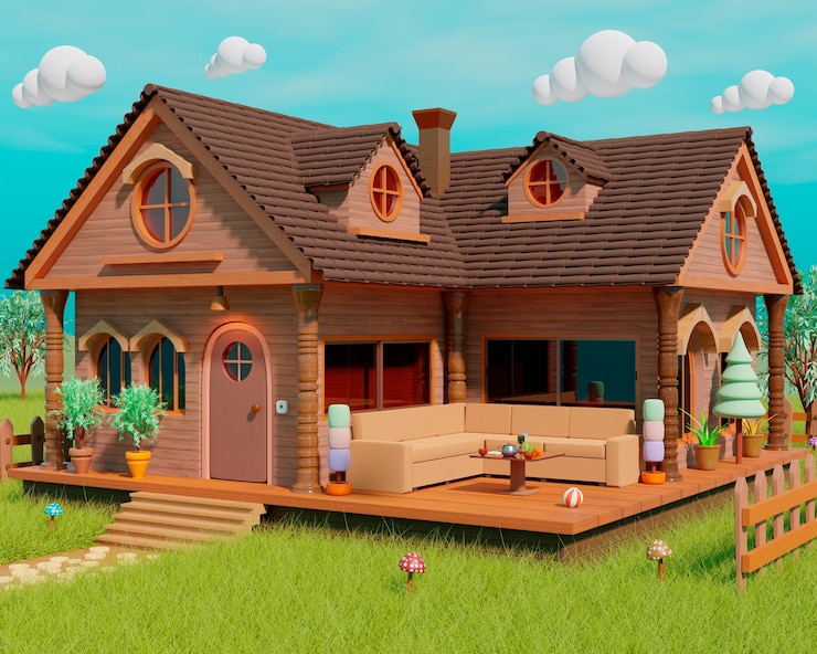 Miễn phí Photo 3d rendering of cartoon house