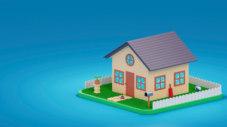 Miễn phí Photo 3d view of house with copy space
