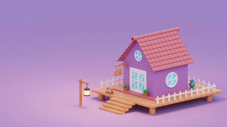 Miễn phí Photo 3d view of house with copy space