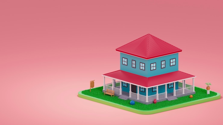 Miễn phí Photo 3d view of house with copy space
