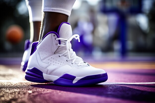 close up on basketball shoes