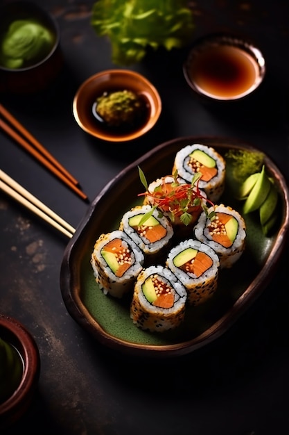 close up on delicious asian food