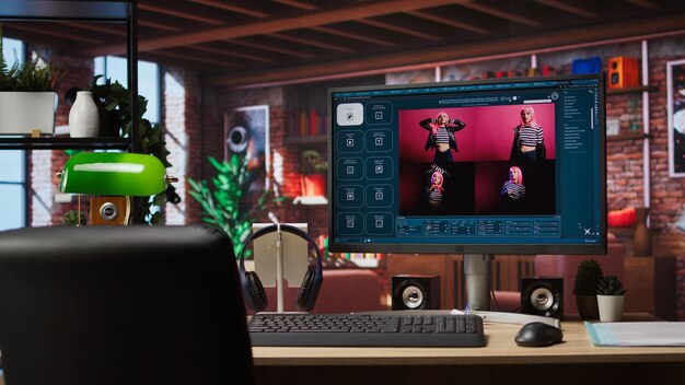 computer on desk with ui of gpt application turning text prompt into photos