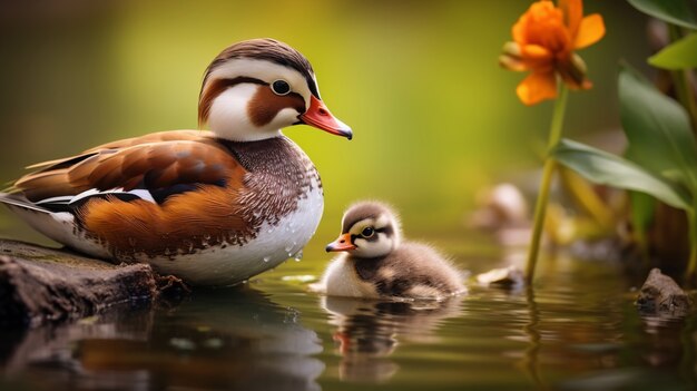 cute ducks living in nature