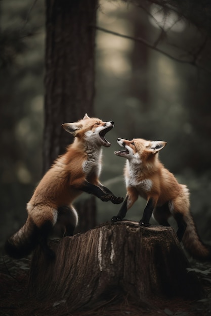 cute foxes in nature