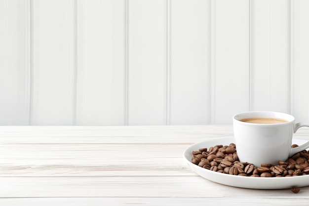 delicious coffee beans and cup