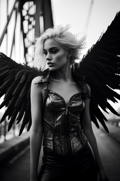 female representation of demon entity with wings