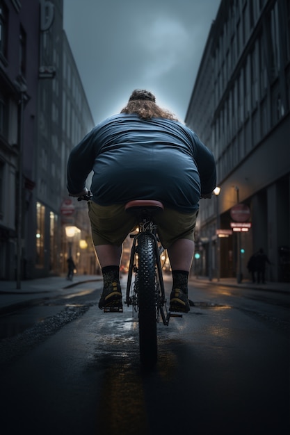 full shot man riding bike outdoors