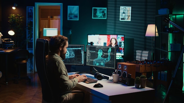 Hacker uploading evolved sentient AI to disk planning to use it for evil plan