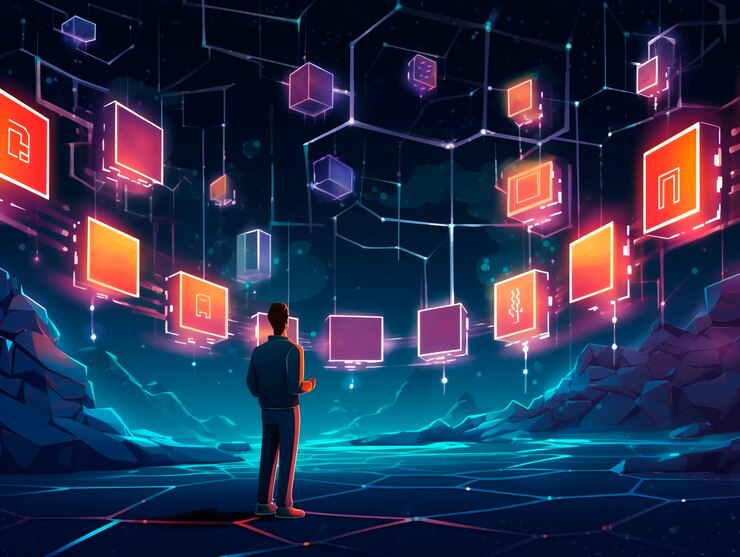 Miễn phí Photo hình ảnh minh họa hoạt hình về công nghệ blockchain