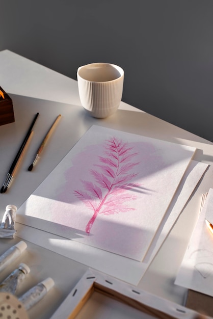 illustrators tools arrangement still life