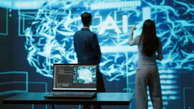 it professionals using artificial intelligence augmented reality hologram