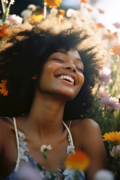 medium shot beautiful woman in nature