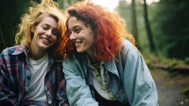 medium shot friends spending time outdoors