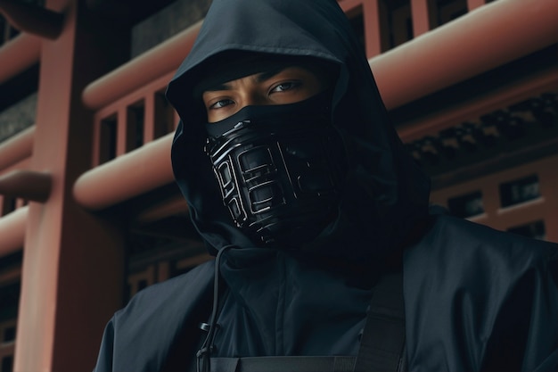 portrait of photorealistic male ninja warrior