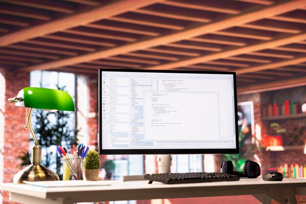 programming code on pc display used for developing software