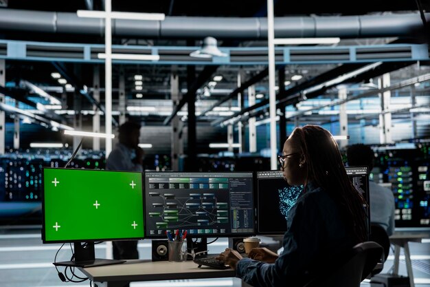 server hub expert using ai programming language on chroma key computer