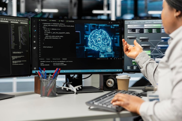 Miễn phí Photo server room expert using artificial intelligence technology to reduce downtime