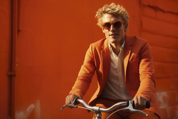 smiling man posing with his bicycle