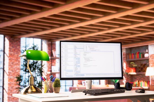 Software development and coding being done on PC screen