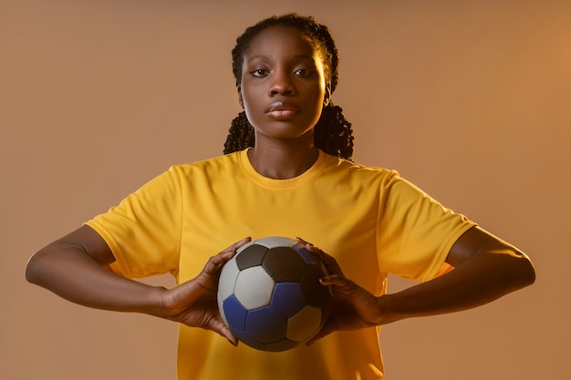 studio portrait  of handball player