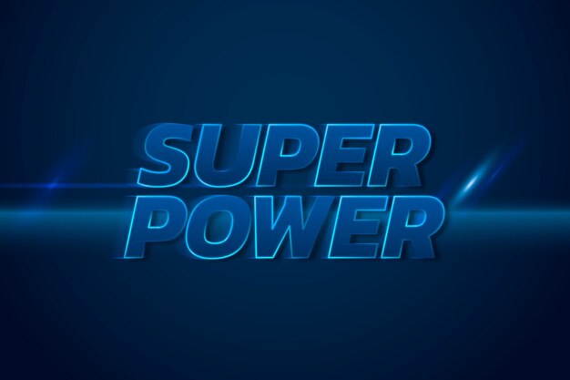 superpower 3d neon speed blue text typography illustration