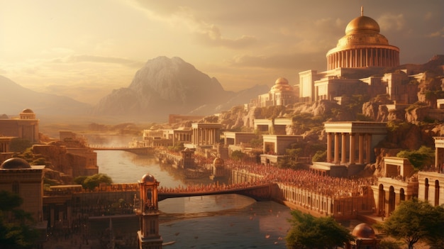 View of ancient roman empire architecture