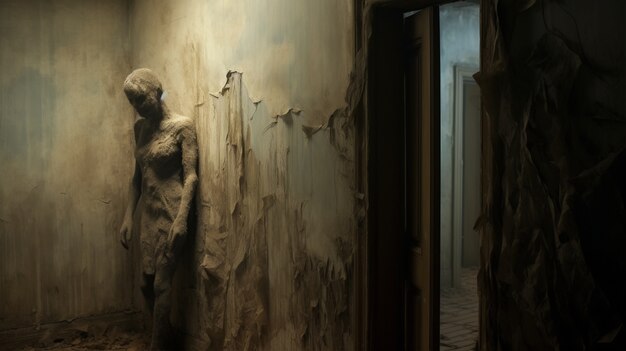 view of creepy looking entity next to wall