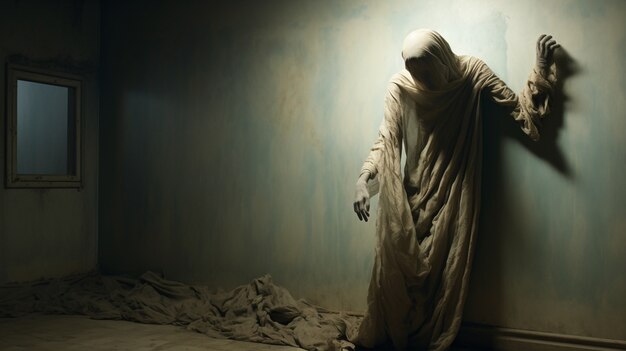 view of creepy looking entity next to wall