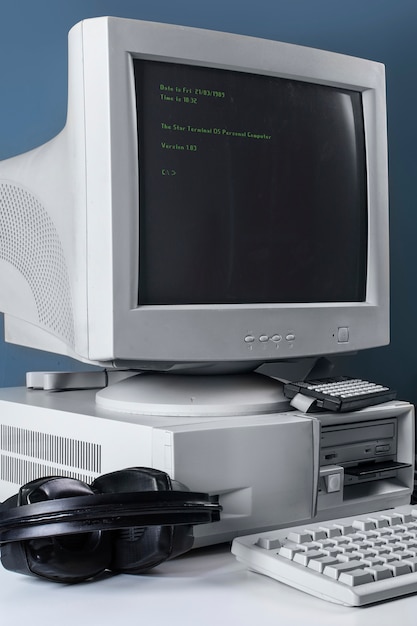 view of retro computer and technology